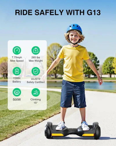 Vista 3 de Gyroor Scooter con accesorio de asiento ajustable, scooter de equilibrio automático todo terreno de 6.5 pulgadas, luces LED y Bluetooth para niños