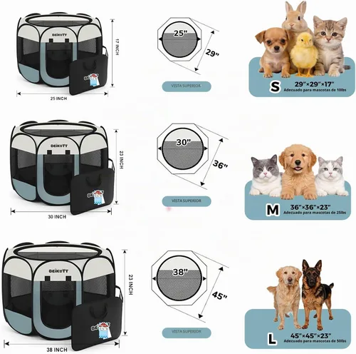 Vista 2 de Corralito para perros y gatos, jaula de tienda de jaula para Gris