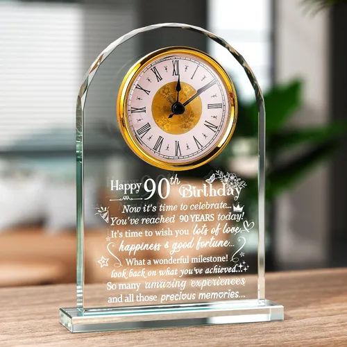 Vista 20 de Ornalrist Reloj de cristal de feliz cumpleaños 70 para mujeres, hombres, recuerdo de cumpleaños de 70 años para mamá, papá, padres, decoración