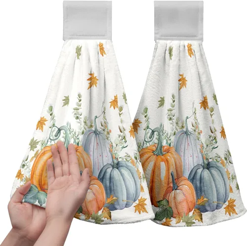 Vista 47 de Honey Bee - Juego de 2 toallas colgantes de cocina de verano con lunares y lazo para colgar, toallas de cocina de granja amarillas, suaves