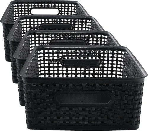 Vista 8 de Advantus 40327 Contenedores de tejido, 13 7/8 x 10 1/2 x 4 3/4, plástico, negro, 2 contenedores