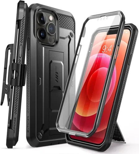 Vista 9 de SUPCASE Funda para iPhone 13 Pro con soporte y clip para cinturón (Unicorn Beetle Pro), [protector de pantalla integrado]