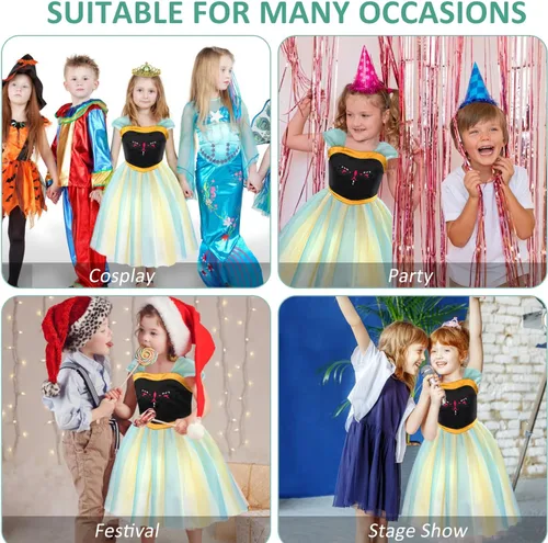 Vista 6 de Acecharming Girls Princess Dress Anna Cosplay Costume Elsa Princess Dress for Girls Kids Costume Halloween Party Dress