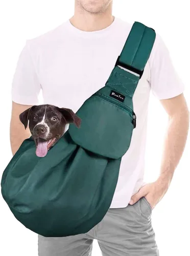 Vista 8 de Lukovee Correa para Mascotas, Correa para Perros Sin Manos, Correa Ajustable con Correa Acolchada, Bolsa de Hombro Transpirable de Algodón, Bolsa