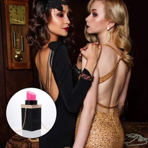 Vista 5 de VALICLUD Bolso de mano de mano con forma de lápiz labial elegante de acrílico para mujer