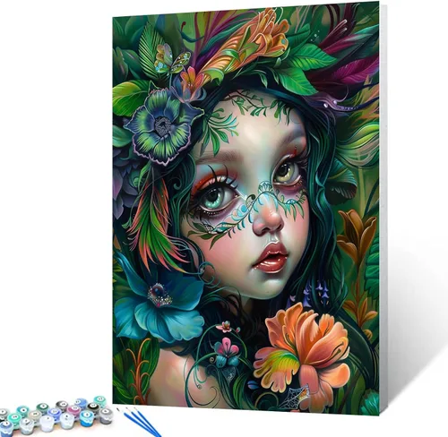 Vista 32 de Kit de pintura por números, lienzo de 16 x 20 pulgadas, pintura al óleo para niños, 16 x 20 pulgadas, pintura al óleo para adultos, adultos