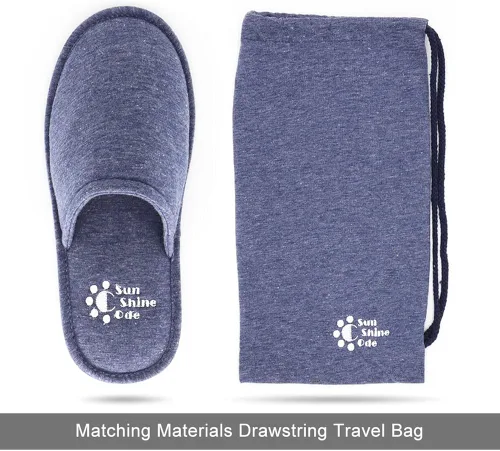 Vista 3 de Sunshine Code Pantuflas lavables de algodón de espuma viscoelástica con bolsa de viaje a juego para el hogar, hotel, spa, dormitorio