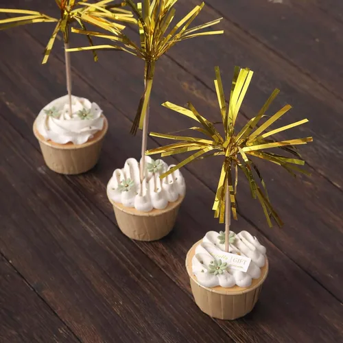 Vista 12 de Efavormart - Paquete de 100 brochetas de bambú natural de 4.75 pulgadas con palillos de cóctel de perlas blancas