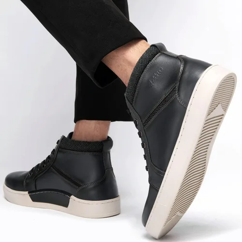 Vista 6 de ArcBrothers Tenis casuales para hombre, tenis de cuero ligero para caminar al aire libre, Negro