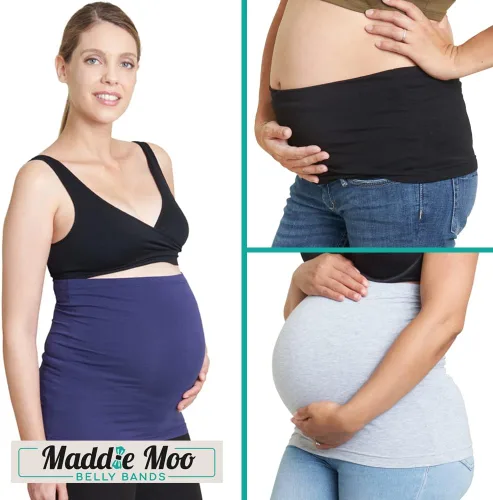 Vista 32 de Bandas para el vientre: disponibles en 8 tamaños y 7 colores. Extensor de camisa de maternidad y posparto, 3 paquetes para todas las etapas