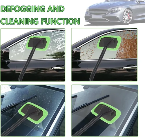 Vista 6 de Kit de herramienta limpiador de ventanas de coche OFBAND, limpiador de parabrisas de microfibra para interior con 4 piezas de cubierta de tela suave
