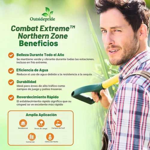 Vista 2 de Outsidepride Combat Extreme Northern Zone – 10 libras resistente al frío, resistente a la sequía, tipo festuca alta y mezcla de semillas de césped