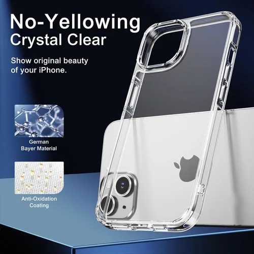 Vista 2 de Funda transparente para iPhone 13 con protector de pantalla y protector de lente Protección de grado militar 3 en 1, compatible con iPhone 13
