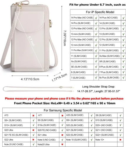 Vista 3 de S-ZONE - Bolso cruzado para mujer, de cuero sintético de PU, con bloqueo RFID, para teléfono celularbilletera