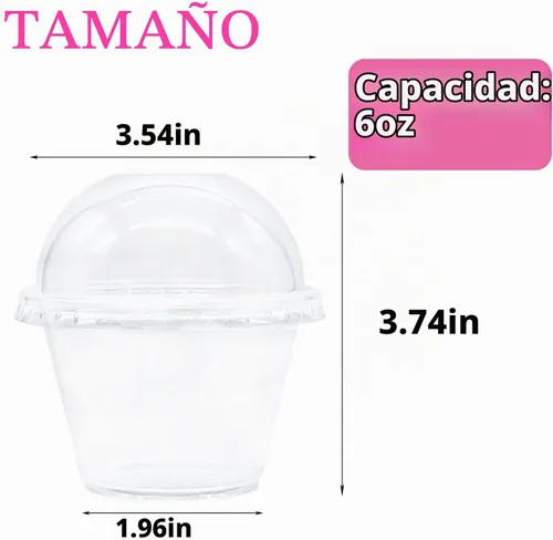 Vista 2 de Tiaiidi Vasos de plástico transparentes con tapas, 6 onzas - Juego de 50 Mini vasos de postre con tapas de cúpula (sin agujero), vasos desechables