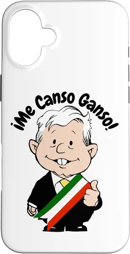 Vista 22 de Carcasa para iPhone 16 AMLO Amlito Me Canso Ganso Divertida y linda caricatura mexicana Muñeco