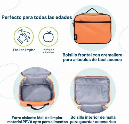 Vista 4 de Wildkin Lonchera para niños con aislamiento – Duradera y reutilizable para la escuela y los viajes - Naranja Bengala Naranja de Bengala