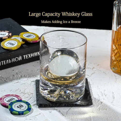 Vista 2 de Juego de 2 Vasos de Whisky de Cristal Soplado a Mano, 12 oz Vasos de Cóctel Old Fashioned, Vaso Lowball Rocks, Base Hexagonal Única para Bourbon