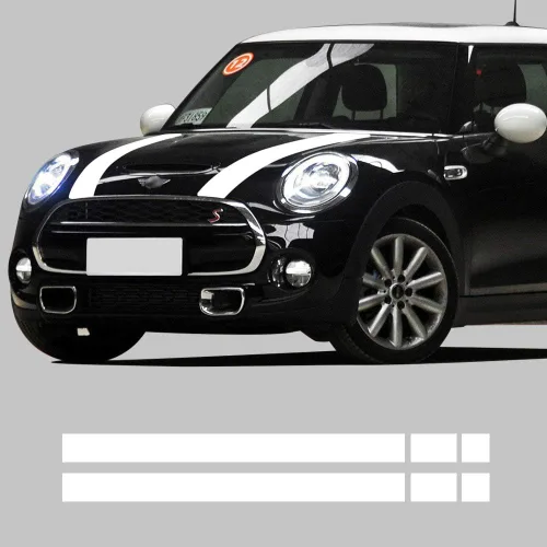 Vista 10 de Calcomanía de vinilo para capó de coche, diseño de rayas para Mini Cooper F55 2015 2016 f56 2014-2016 (negro brillante)