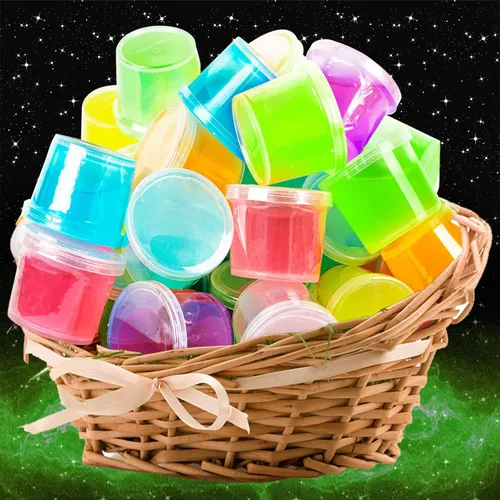 Vista 2 de Paquete de 50 slime de galaxia que brilla en la oscuridad, paquete de 50 unidades de slime de galaxia que brilla en la oscuridad, slime
