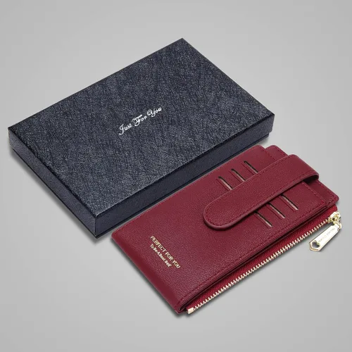 Vista 6 de ZRTARY Slim Card Holder Wallets for Women RFID Bifold Card Case Money Organizer with Zipper Pocket