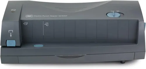 Vista 2 de GBC Perforadora/grapadora eléctrica, 2-3 agujeros, centros ajustables, capacidad de 24 hojas, gris, modelo 3230ST (7704280)