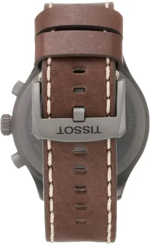 Vista 3 de Tissot Chrono XL - Caja de acero inoxidable 316L con revestimiento de PVD gris reloj de cuarzo marrón cuero 22 T1166173626700 Marrón
