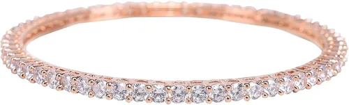 Vista 3 de Ratnavali Jewels CZ Zirconia oro tono solitario diamante pulsera Bollywood boda brazalete joyería mujeres