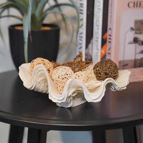 Vista 9 de Tazón decorativo para decoración de mesa de entrada, cuencos de conchas de almeja de resina, conchas de mar, mesa de consola de playa, acentos