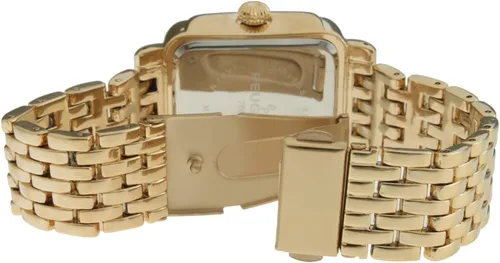 Vista 3 de Peugeot Reloj de vestir rectangular para mujer con bisel decorado de cristal, números romanos y pulsera