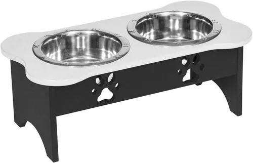 Vista 105 de Poly Lumber - Comedero doble de hueso mediano de 2 cuartos de galón, color negro