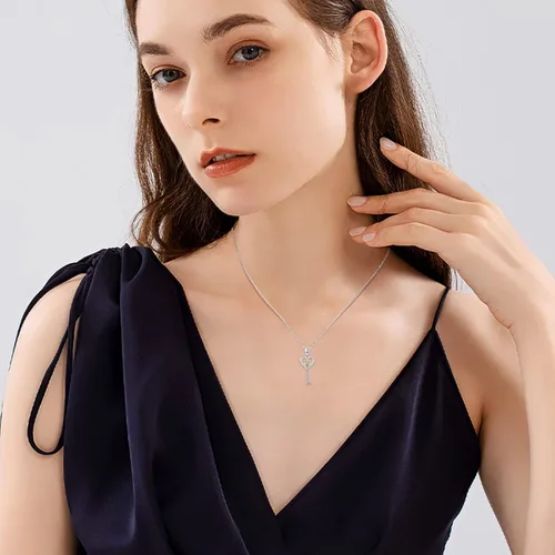 Vista 5 de XIXLES Angel Wing Key Necklace S925 Sterling Silver Irish Celtic Knot Love Heart Key Pendant Necklace Key Angel Wings Promise Necklace Jewelry Gifts