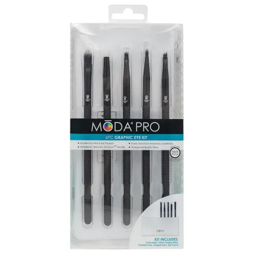 Vista 4 de MODA Pro 6pc Graphic Eye Makeup Brush Set con bolsa de viaje, estuche de viaje