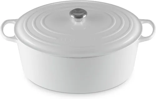 Vista 60 de Le Creuset - Olla holandés redonda con tapa de cocina, hecha de hierro fundido esmaltado, 6.75 cuartos de galón, color alcachofa, colección signature