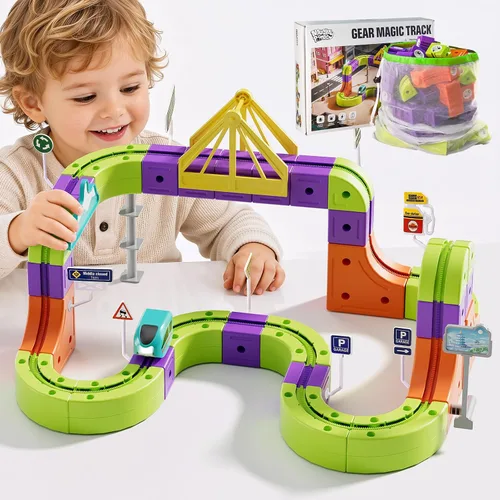 Vista 8 de Juego de tren eléctrico de 178 piezas para niños 3, riel mágico riel