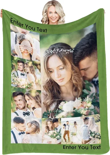 Vista 24 de Manta personalizada con fotos, texto, fotos personalizadas, mantas para adultos y niños, cumpleaños familiar, 1 foto, 50 x 40 pulgadas