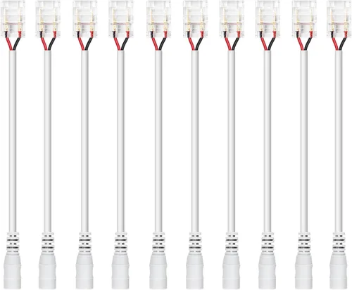 Vista 8 de LightingWill Conectores LED de 2 pines de 0.315 in, 10 unidades DC hembra conector transparente sin soldadura, conector de luz de cinta LED 2