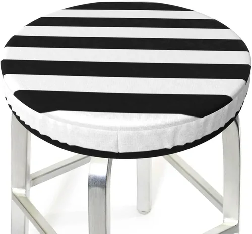 Vista 7 de Fundas de taburete de bar redondas elásticas y negras con rayas, fundas de taburete de bar, fundas de asiento de taburete, fundas elásticas