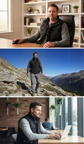 Vista 7 de Vcansion Chaleco de forro polar con cuello alto para hombre, chaleco casual acolchado al aire libre