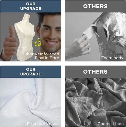 Vista 3 de HCY Maniquíes femeninos Torso forma de maniquí soporte para exhibición de 60 a 67 pulgadas de altura ajustable para coser base de madera, cuerpo