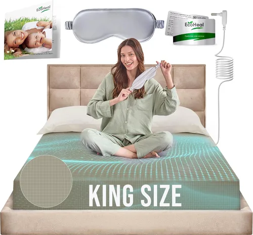 Vista 29 de Sábanas de Ajuste con Conexión a Tierra ECOHEAL Tamaño Queen con 12% Fibra de Plata & 4% Seda & 84% Algodón - Gris - Sábana Conectada a Tierra