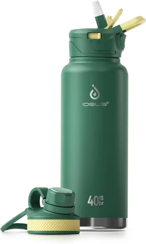 Vista 21 de IDEUS Botella de agua aislada de 12 onzas, botella de agua aislada de acero inoxidable para la escuela, botellas aisladas con pajitas a prueba