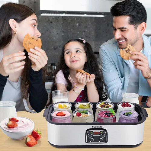 Vista 2 de Yogurt Maker Máquina automática digital para hacer yogur con 8 tarros de vidrio de 48 onzas (6 onzas cada frasco) pantalla LCD con control