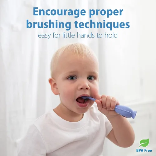 Vista 4 de Dr. Brown's ToothScrubber Cepillo de dientes para niños pequeños, monstruo y cocodrilo, paquete de 2