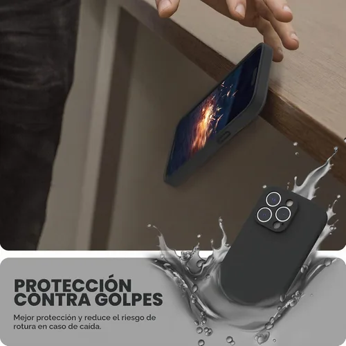 Vista 7 de SURPHY Funda diseñada para iPhone 14 Pro con protector de pantalla, (protección de cámara y forro de microfibra suave), funda de silicona líquida