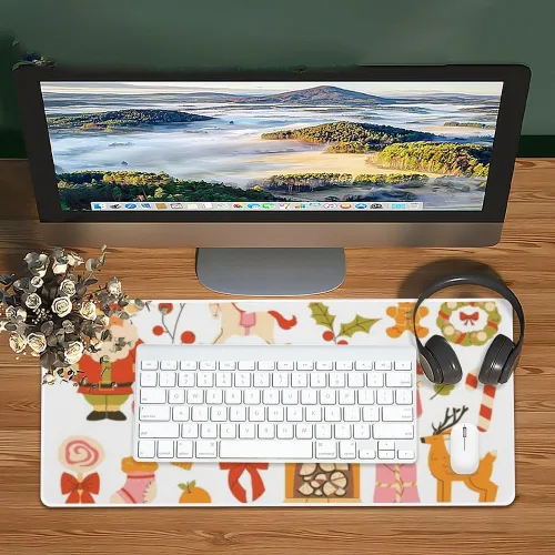Vista 6 de Light- Based with Santa Mouse Pad Large Gaming Mousepad with Non- Slip Rubber Base Smooth Face Pc Mouse Pad Table Mat Mens Office Decor for School