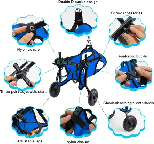 Vista 4 de Dog Wheelchair, for Back Legs, Pet/Doggie Doggy Adjustable Doggy Light Weight Dog&Cat&Pets, with Leg Brace and Hip Support, for Injured, Disabled