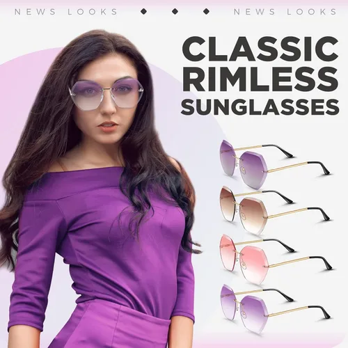 Vista 5 de Xuhal 20 gafas de sol sin montura para mujer, lentes de corte de diamante, gafas de sol de gran tamaño, gafas de sol discoteca