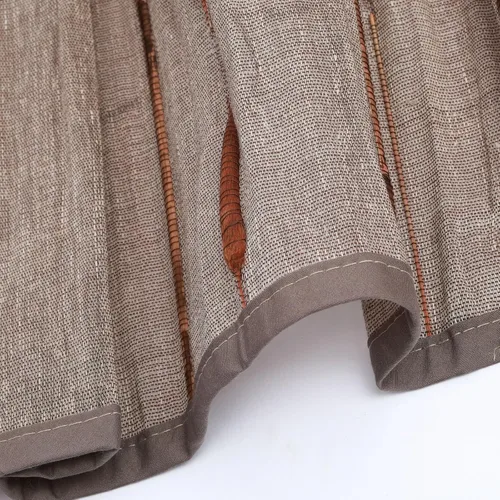 Vista 6 de Persianas romanas de bambú con cenefa, varillas de lino, inalámbricas, opacas, personalizadas, opacas, para oscurecer la habitación, persianas