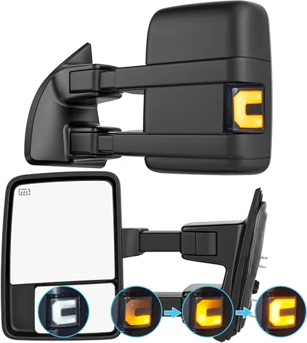 Vista 10 de Espejos de remolque con calefacción eléctrica ahumada compatibles con Ford Super Duty (2008-2016), espejos laterales de remolque extendidos
